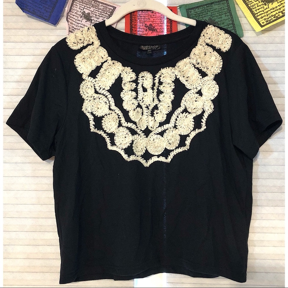 Topshop embroidered crop top